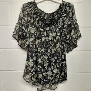 Torrid Off The Shoulder Lined Sheer Floral Print Chiffon Womens Size 2 2XL Boho